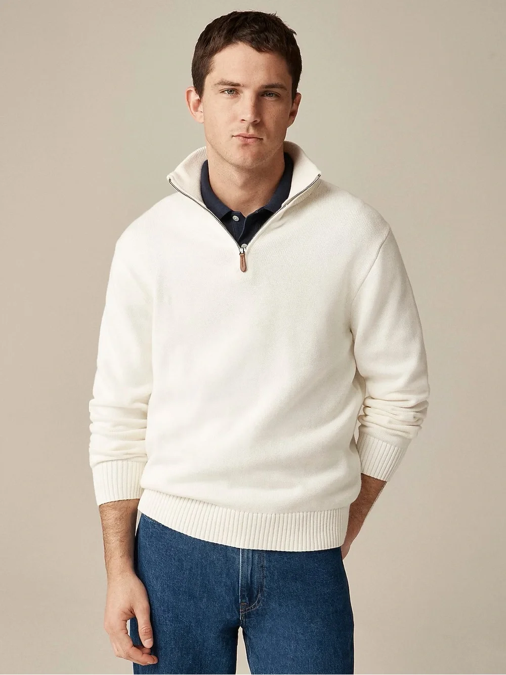 J. Crew Heritage cotton quarter-zip sweater